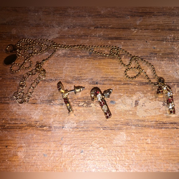 Candy cane earrings and necklace bundle - Picture 1 of 1
